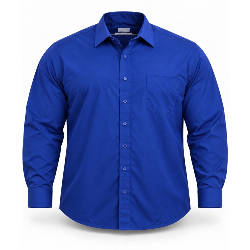 Kings Court Mens 22 Blue Long Sleeve Button Down Shirt Cotton Blend Workwear